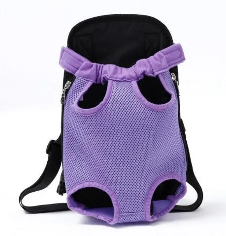Breathable nylon mesh pet carrier bag in blue with adjustable shoulder straps and side zip