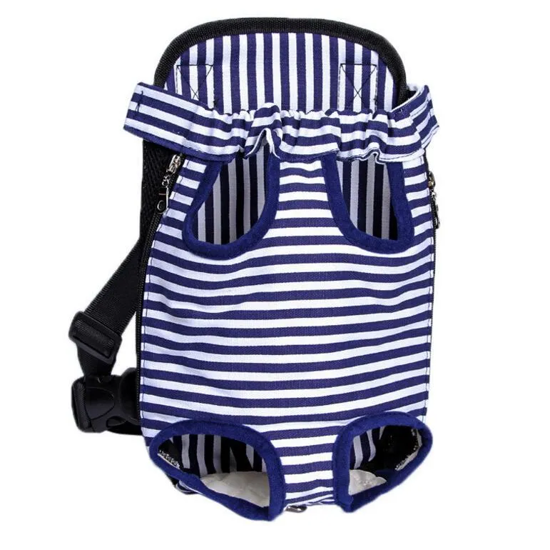 Breathable nylon mesh pet carrier bag in blue with adjustable shoulder straps and side zip