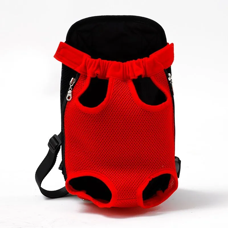 Breathable nylon mesh pet carrier bag in blue with adjustable shoulder straps and side zip
