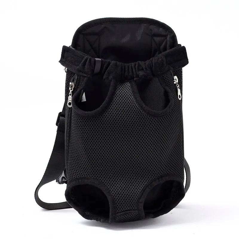 Breathable nylon mesh pet carrier bag in blue with adjustable shoulder straps and side zip