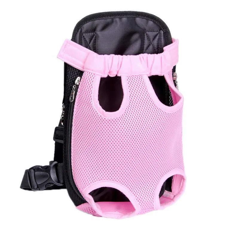 Breathable nylon mesh pet carrier bag in blue with adjustable shoulder straps and side zip
