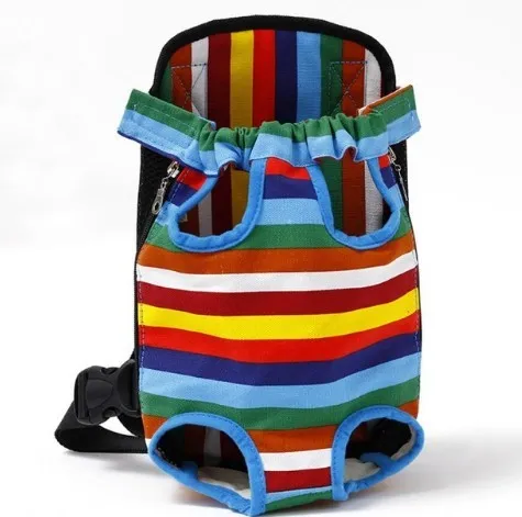 Breathable nylon mesh pet carrier bag in blue with adjustable shoulder straps and side zip