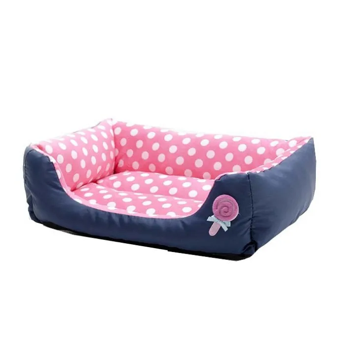 Pet dog sofa bed in blue with Oxford cloth cover and plush cushion, available in three sizes