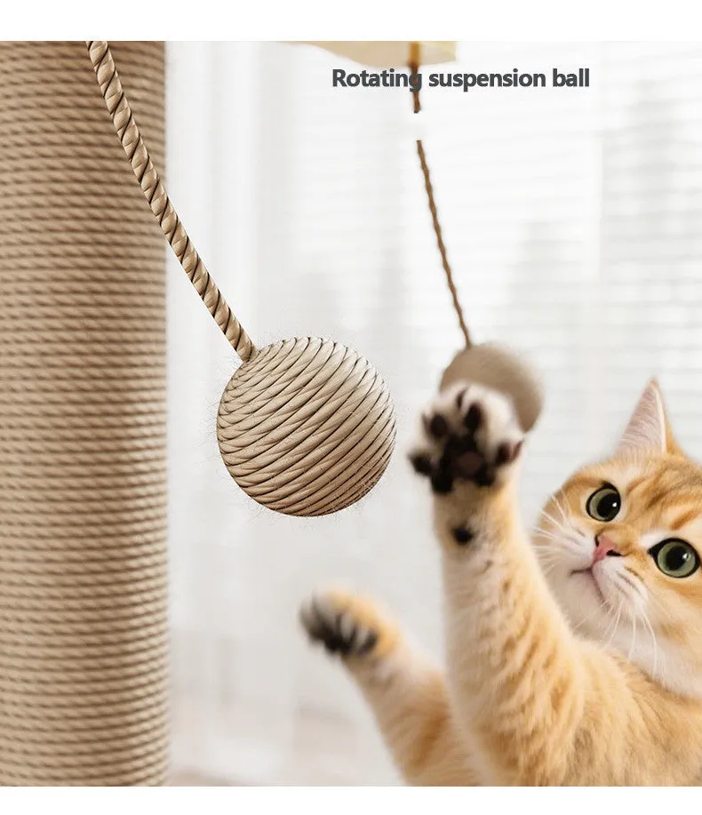 Windmill design cat climbing frame toy with a scratch-resistant chip hanging ball.