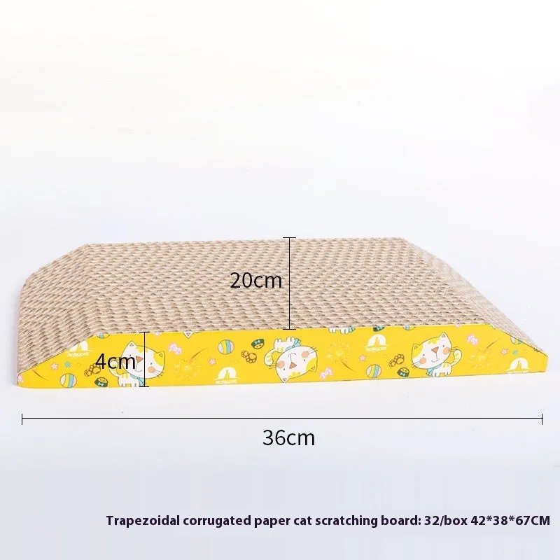 Leather-trimmed cat scratch board with corrugated paper surface in a bone shape style.