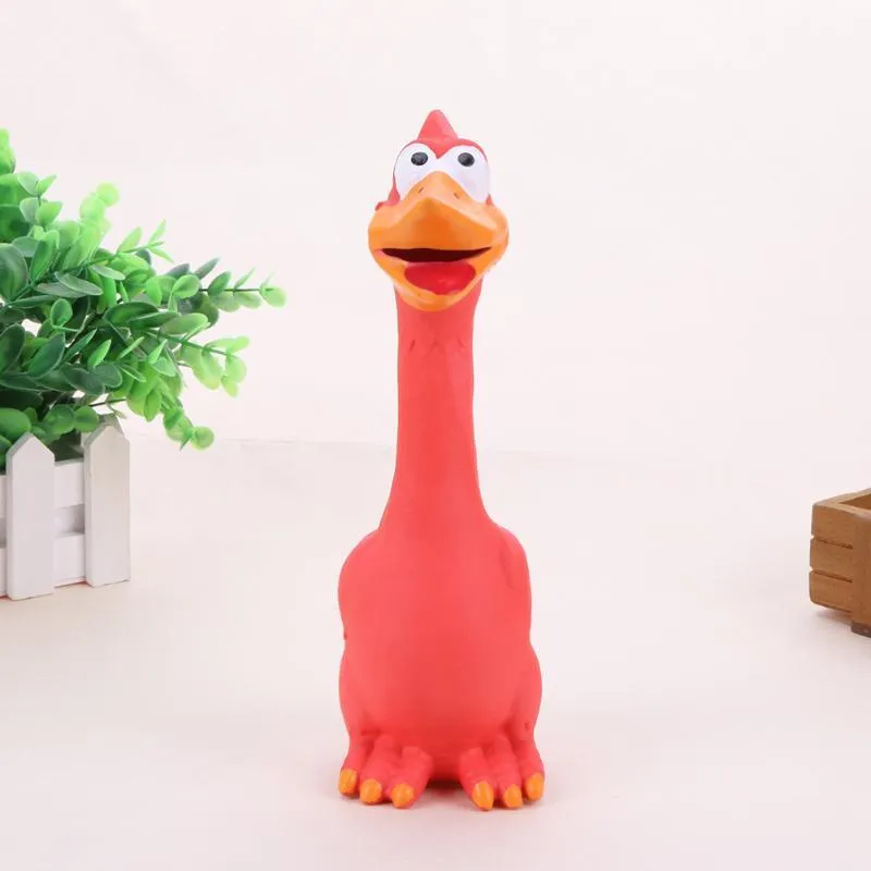 Dog screaming chicken sounding toy in natural latex, 20cm, bite resistant, black colour, on plain background