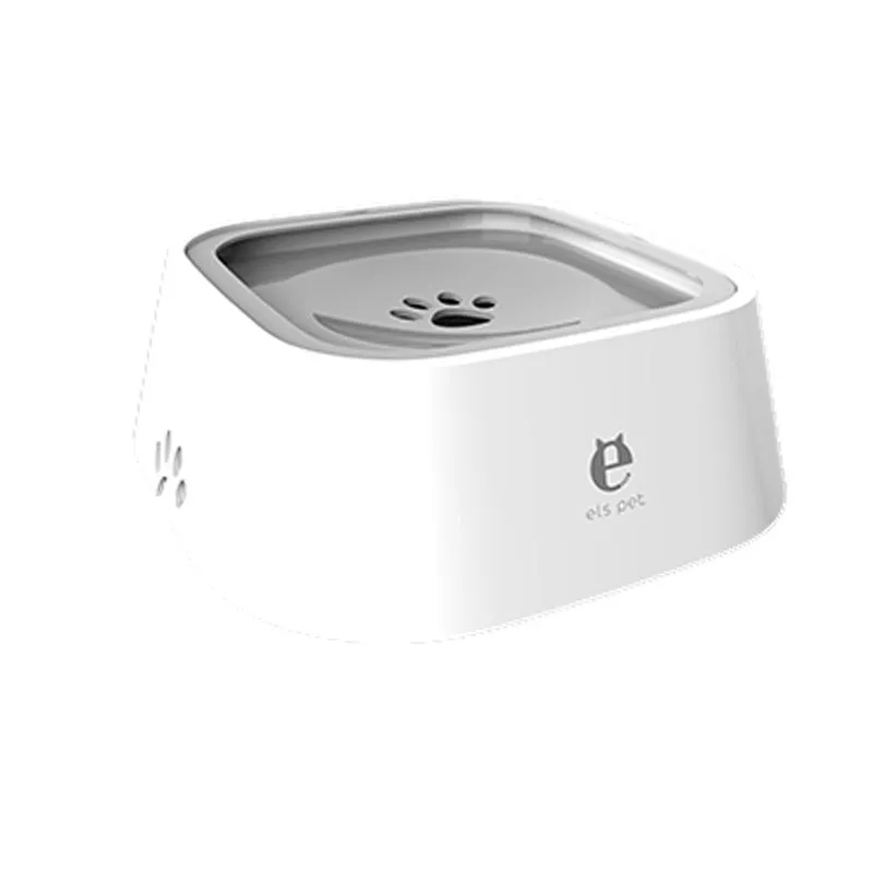 Pet drinker dog cat feeding bowl in ABS and PP, available in blue, grey, pink, and white