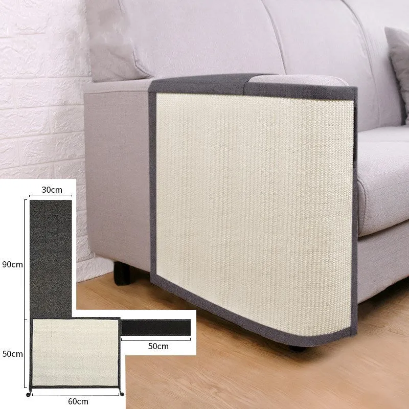 Cat scratcher sofa protection pad in cotton and linen with anti-scratch pet guard in darkgrey colour