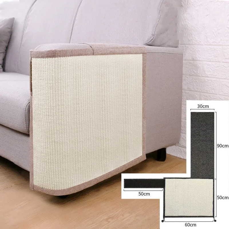 Cat scratcher sofa protection pad in cotton and linen with anti-scratch pet guard in darkgrey colour