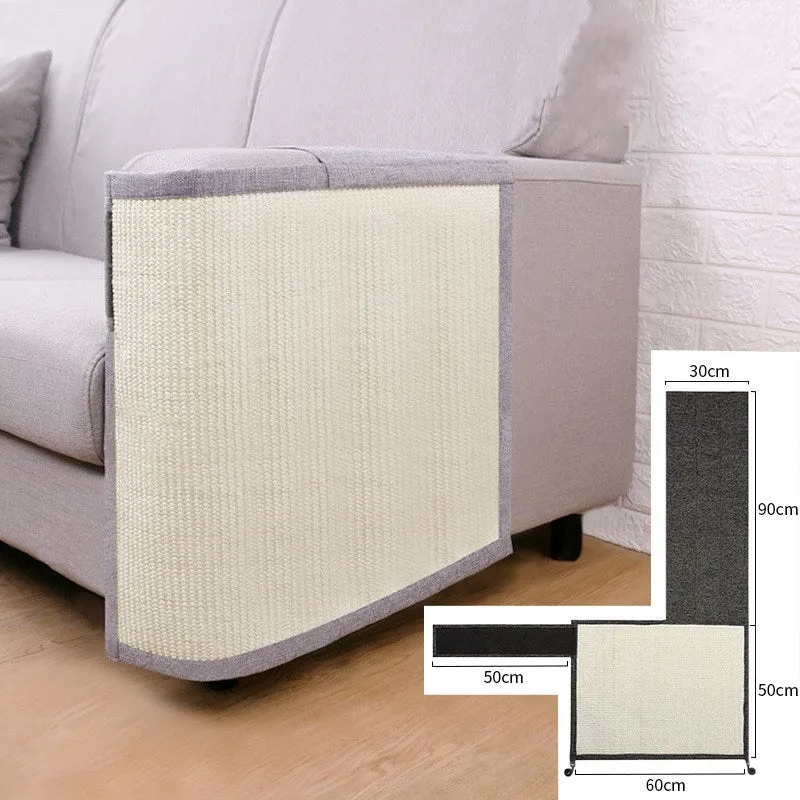 Cat scratcher sofa protection pad in cotton and linen with anti-scratch pet guard in darkgrey colour
