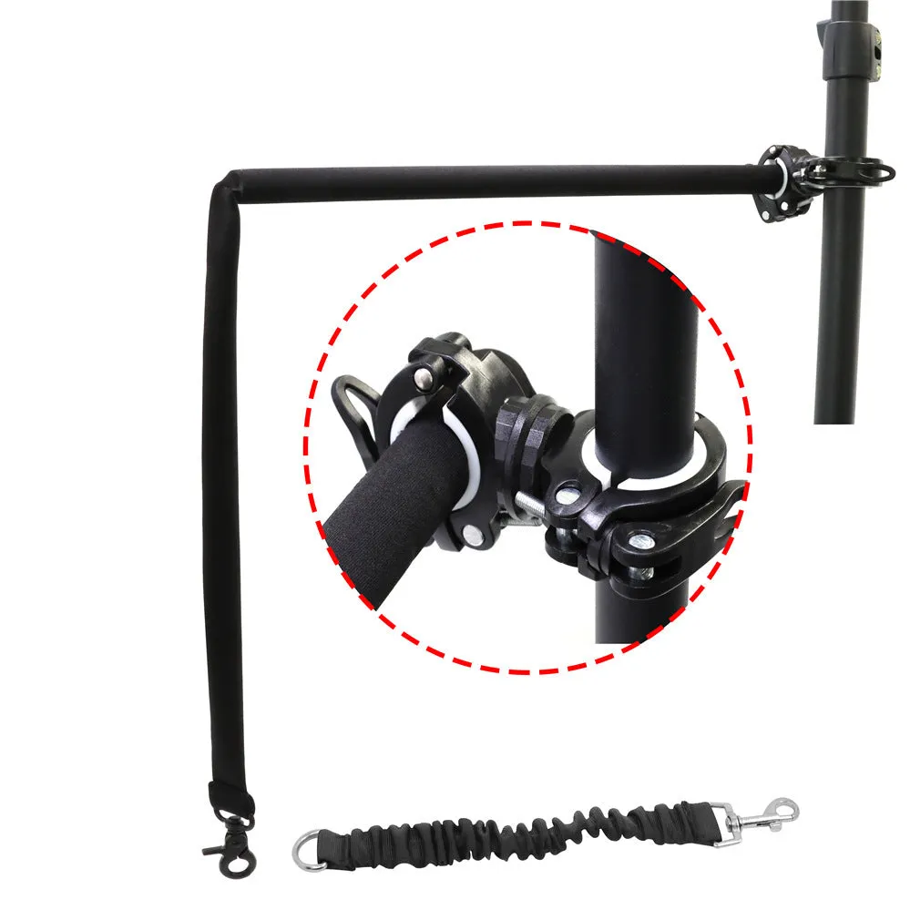Black bicycle dog walker with detachable traction chain and dual disc brakes on 24x15 hard frame