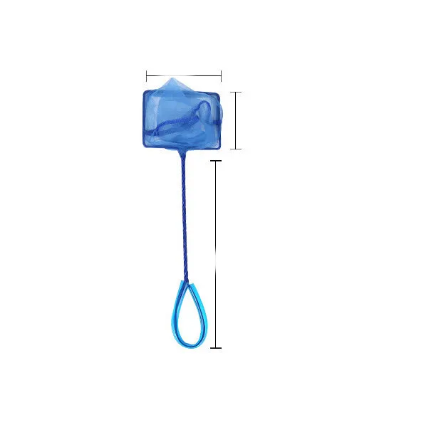 Telescopic green plastic aquarium fish net with extended handle, 3 to 12 inch sizes available