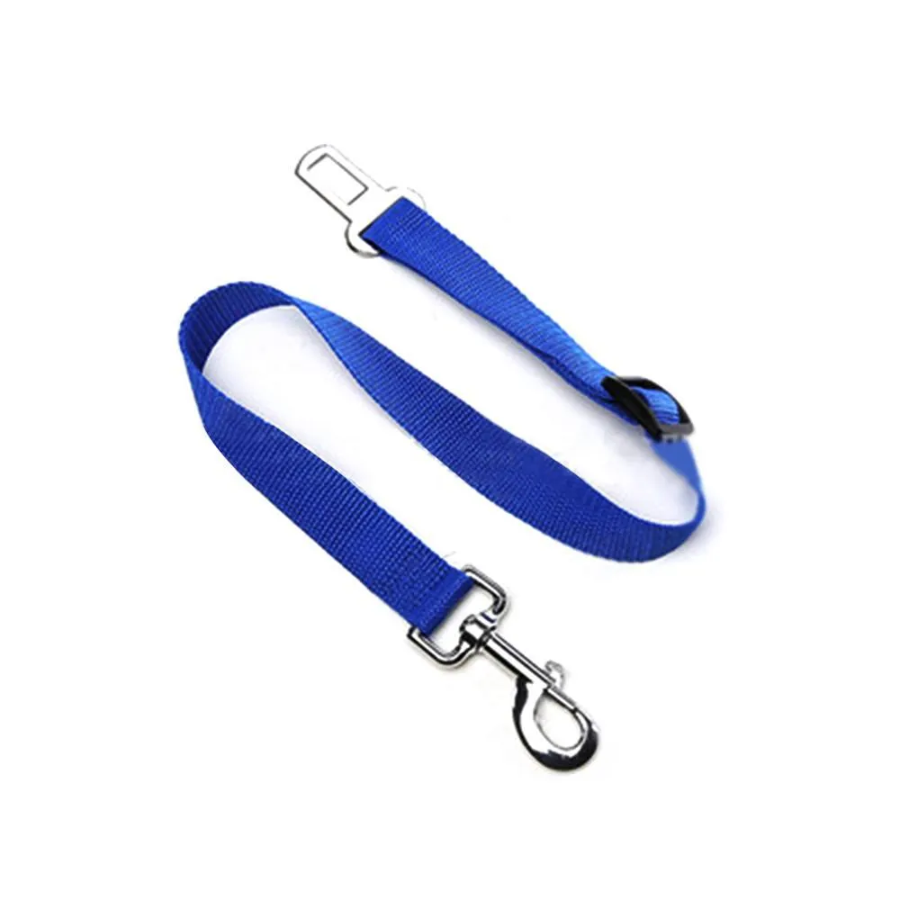 Breathable mesh dog harness in dark blue with adjustable chest strap and silver buckle for car safety
