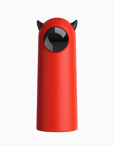 White electric automatic infrared cat teaser toy with USB charging on a minimalist background