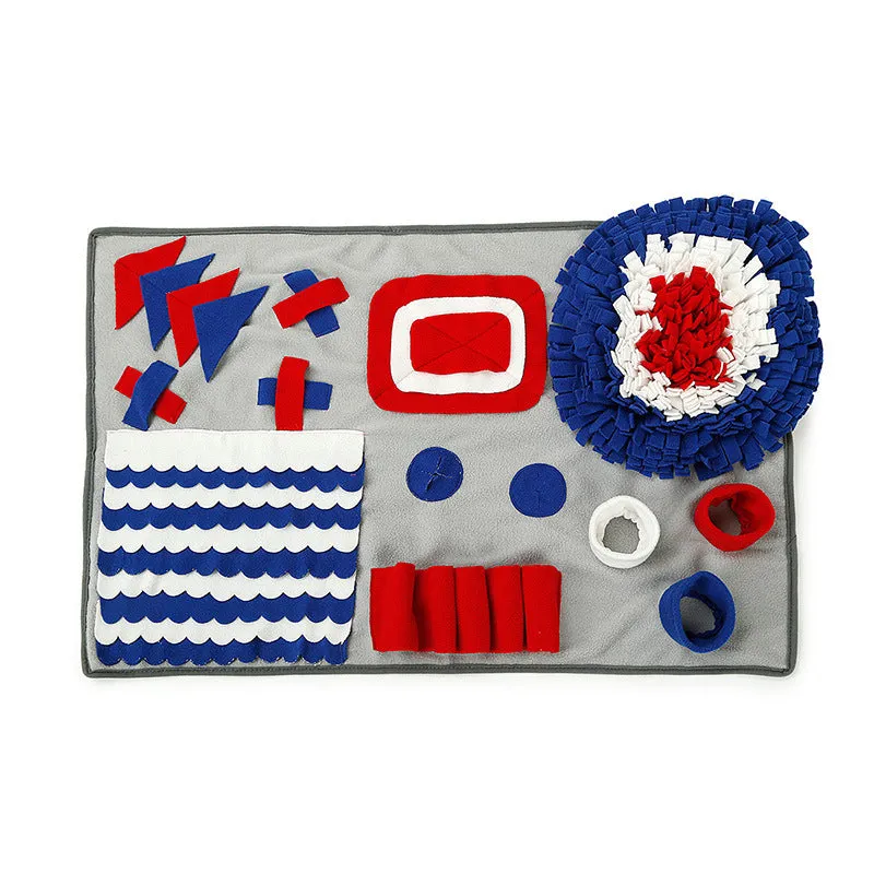 Pet snuffle mat feeding blanket with soft fleece strips and anti-slip silicone points, grey, 70x105cm