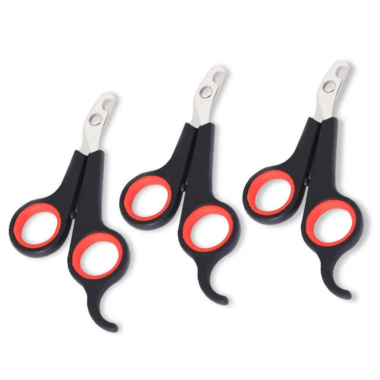 Black pet nail clippers with stainless steel blade for small animals