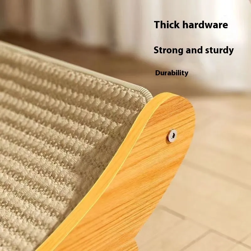 A pastoral-style cat scratch board with a woven sisal blanket scratching surface, shown in small and large size options.