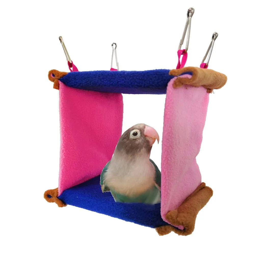 Soft fabric bird nest hammock for small pets with multiple shape options including cylinder and triangle