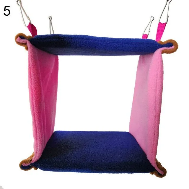 Soft fabric bird nest hammock for small pets with multiple shape options including cylinder and triangle