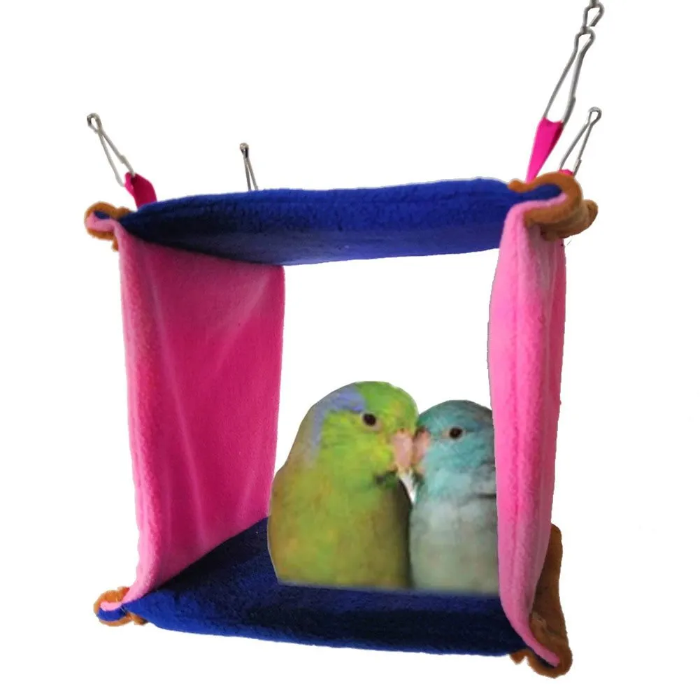 Soft fabric bird nest hammock for small pets with multiple shape options including cylinder and triangle