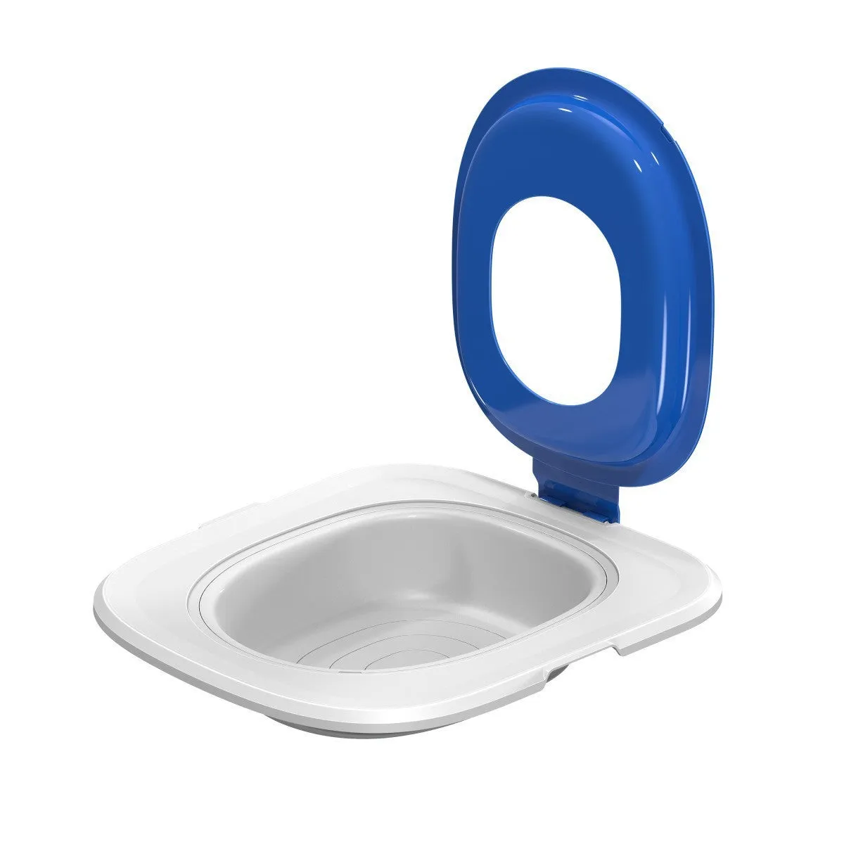 Fifth generation cat toilet trainer mat in blue, grey or green colour, made from ABS plastic.