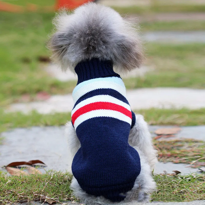 Wool dog sweater for small dogs corgi in red stripes colour available in sizes XS to XL