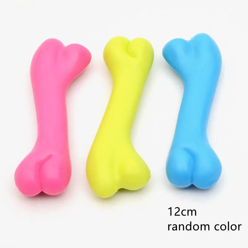 TPR rubber dog bone chew toy in yellow, lightweight 20g, for puppy teething