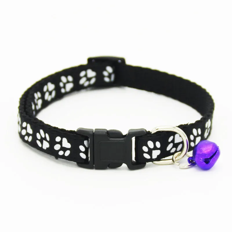 Pet cat bell collar in black with adjustable 1.0cm band width for small pets