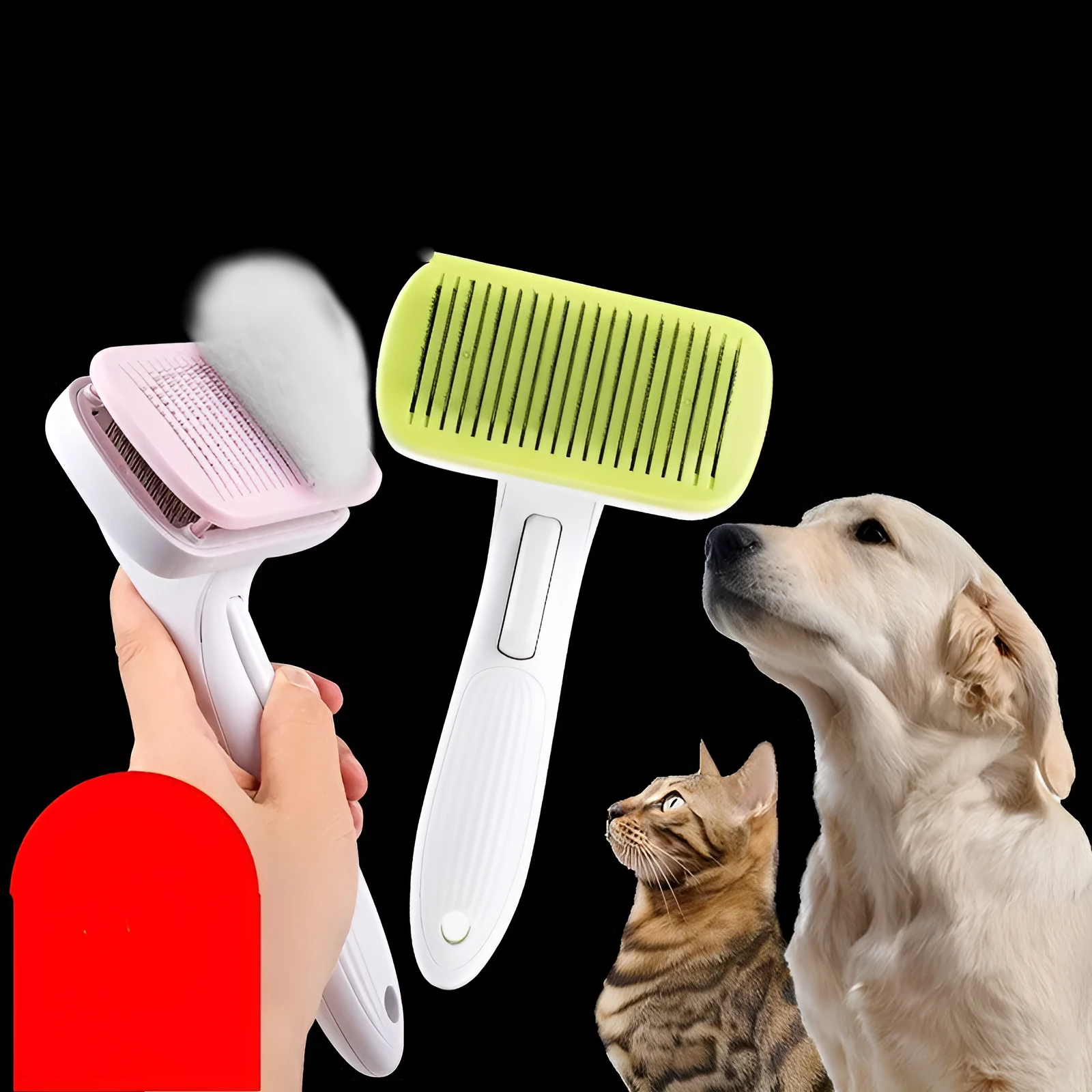 Automatic hair remover fine needle comb for dog and cat grooming in blue colour with ABS plastic body