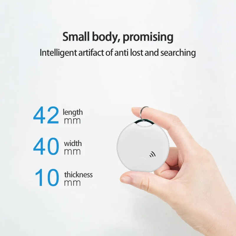White plastic Bluetooth pet tracker with collar attachment, 40x40x10mm, for dogs and cats