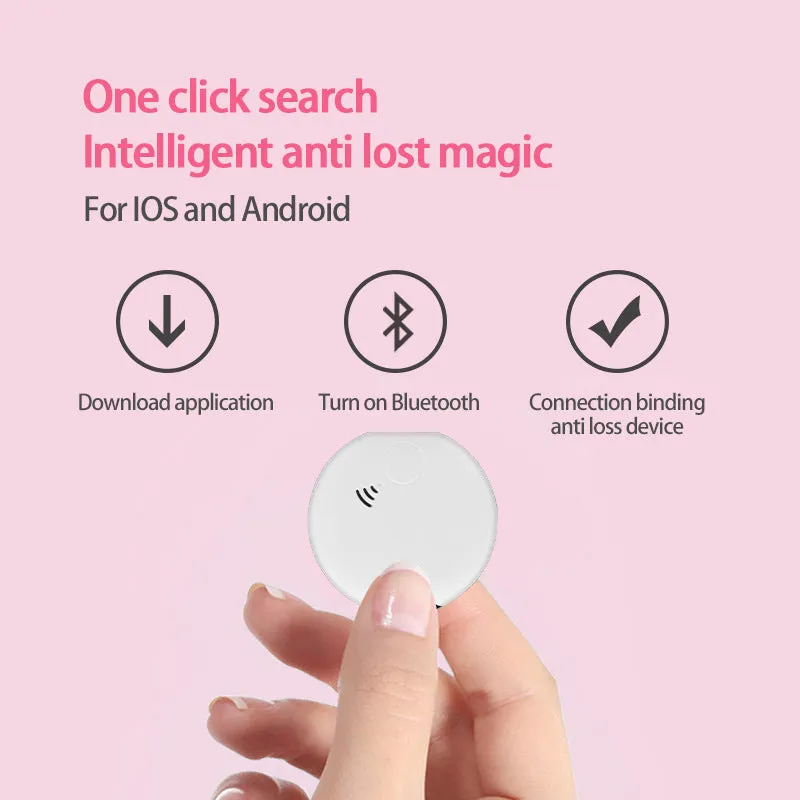 White plastic Bluetooth pet tracker with collar attachment, 40x40x10mm, for dogs and cats