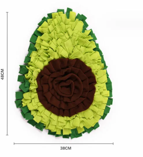 Green dog sniffing mat with fleece folds on non-slip base, 69x53cm