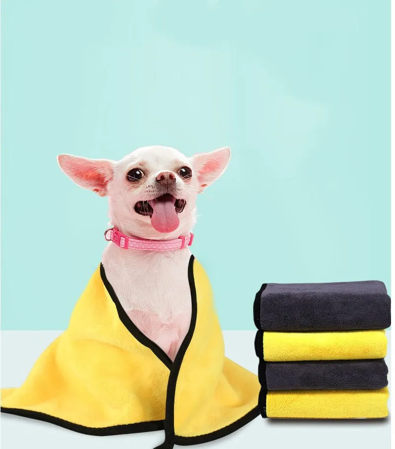 Yellow double-sided absorbent towel for pets with strong water absorption, 30x60cm size