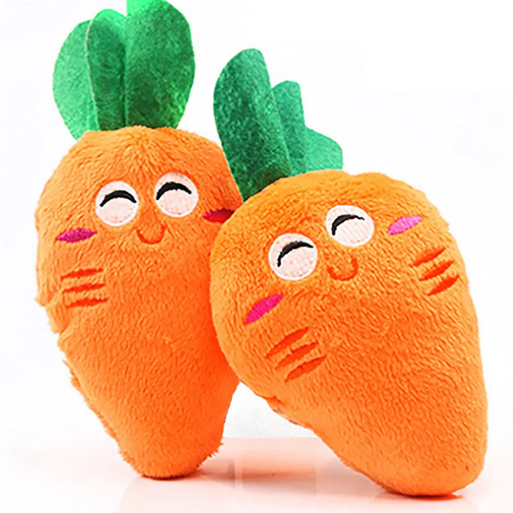 Gooddog plush fruit dog toys with squeaker, including banana and chicken leg shapes, on a white background