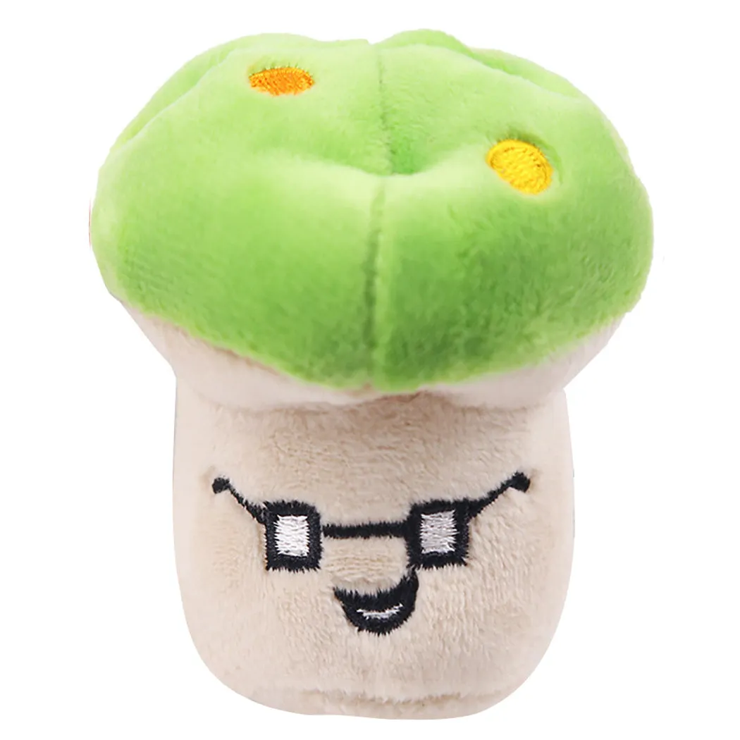 Gooddog plush fruit dog toys with squeaker, including banana and chicken leg shapes, on a white background