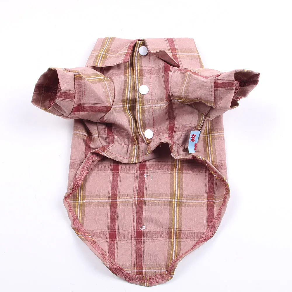 Pet shirt in soft cotton with two feet design, available in blue, red, and rice brown for dogs and cats