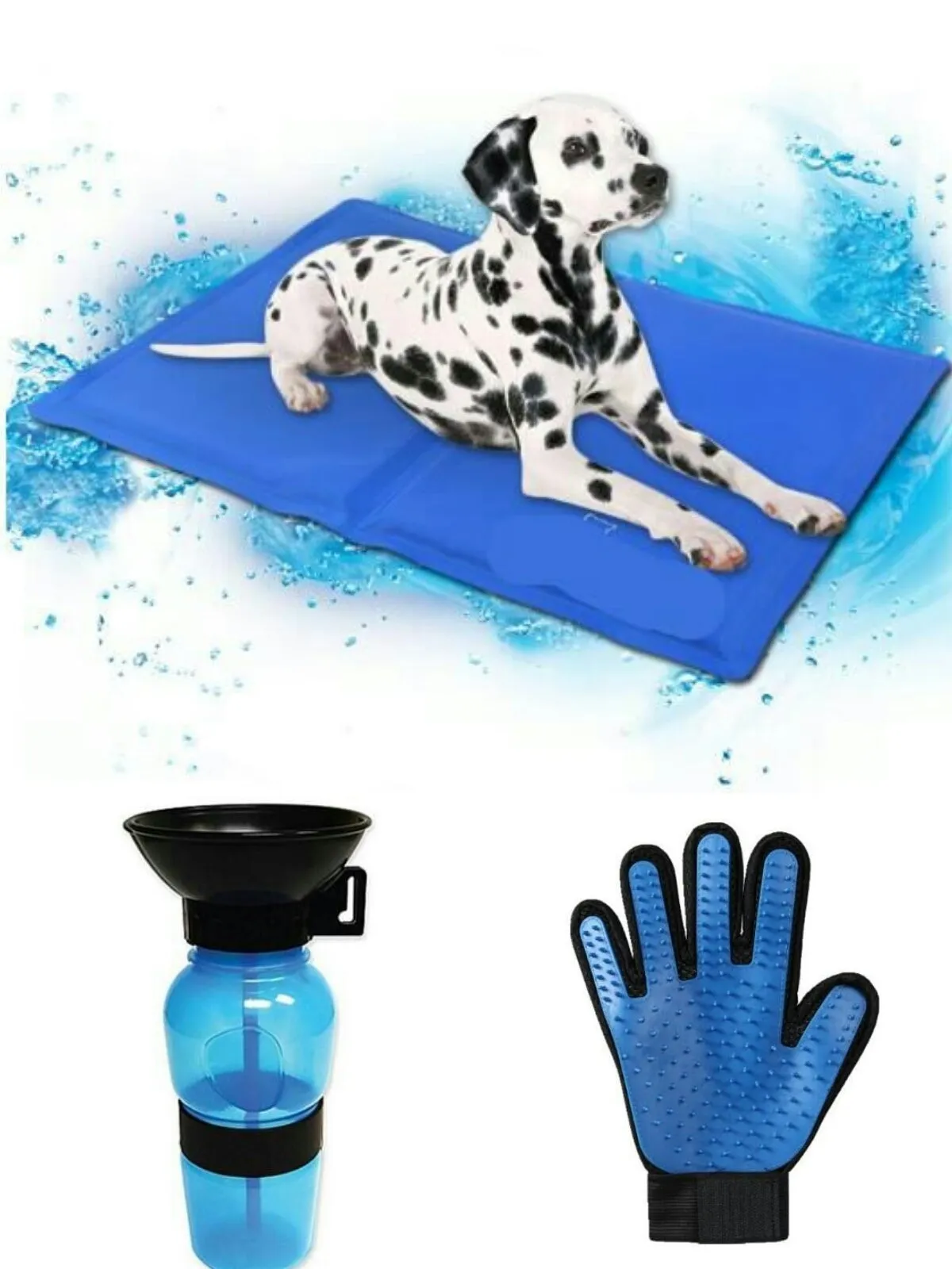 Portable anti-spill water bottle drinker for dogs and cats, blue colour, PP PE plastic, 21.5cm height