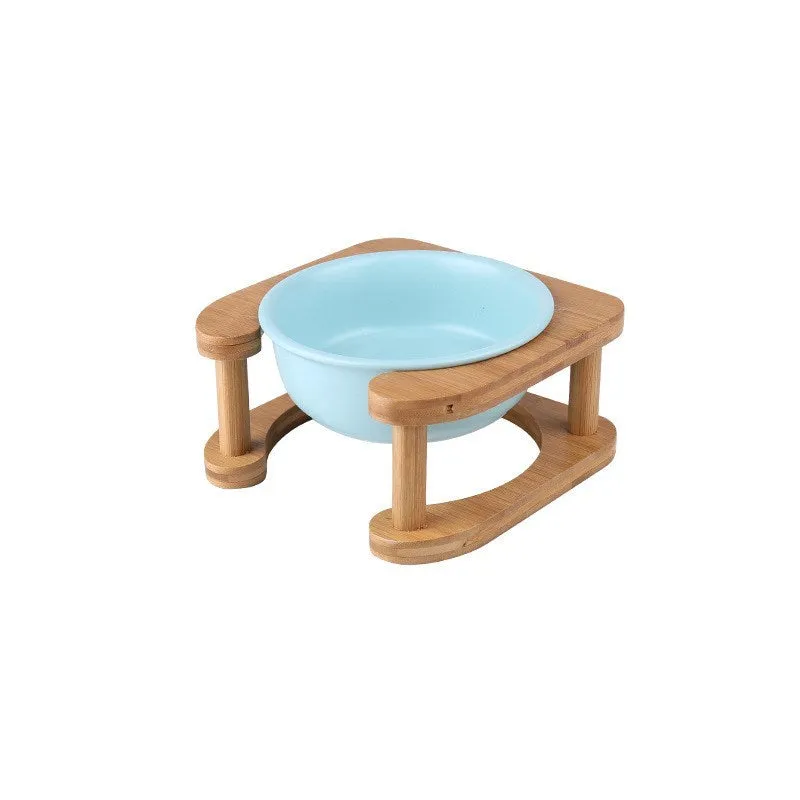 Ceramic cat bowl in 14.7cm or 17.8cm size with blue finish