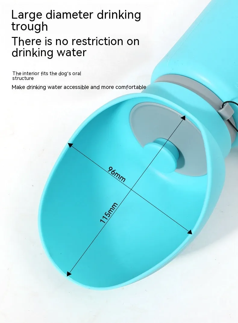 Folding pet outdoor walking mug portable travel water bottle in blue silicone for dogs and cats 550ml