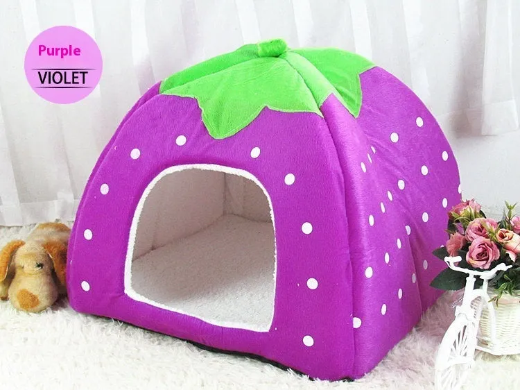 Pet house dog kennel with low foot railing, cotton material, hand stitched, available in blue colour