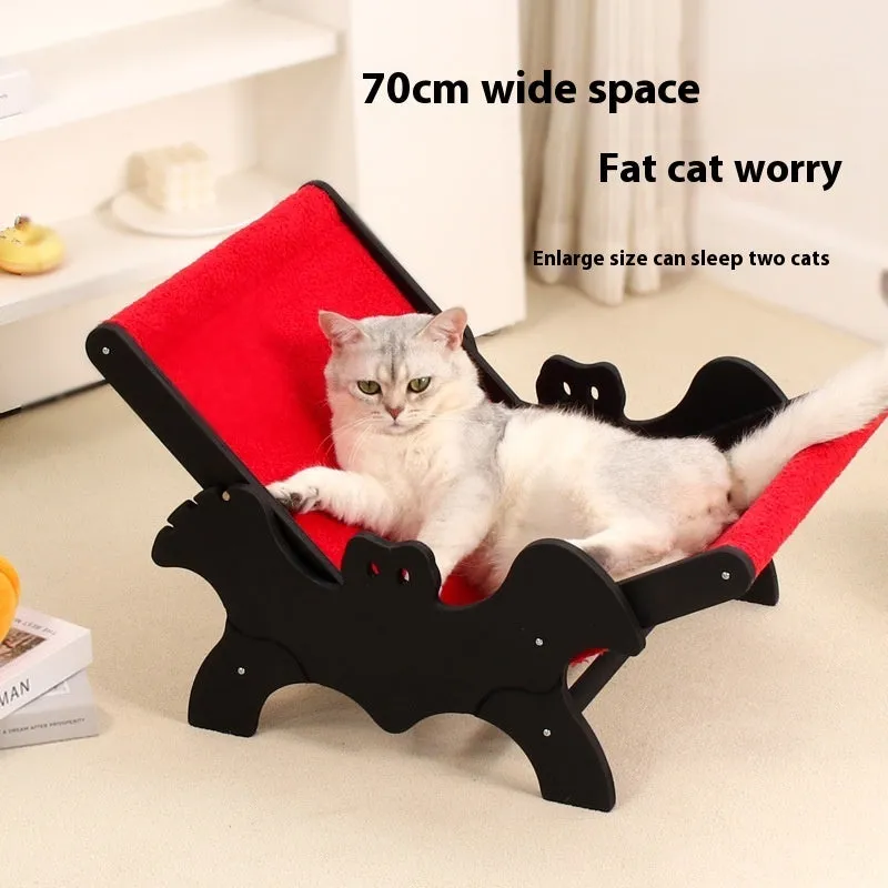 Wooden cat recliner lounge chair MW-054 in black and red Halloween colours