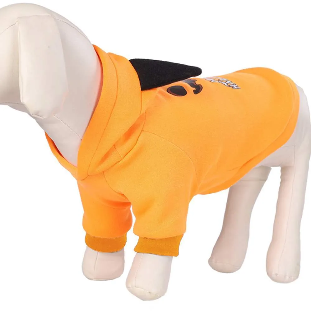 Black cotton adjustable pet sweater for dogs and cats with fleece lining, side view
