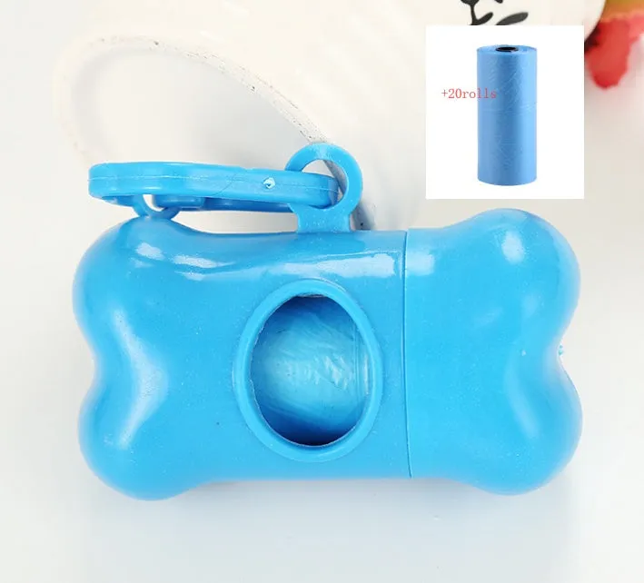 Bone-shaped pet garbage bag dispenser in new PP material, 8cm long and 5cm wide, on a table