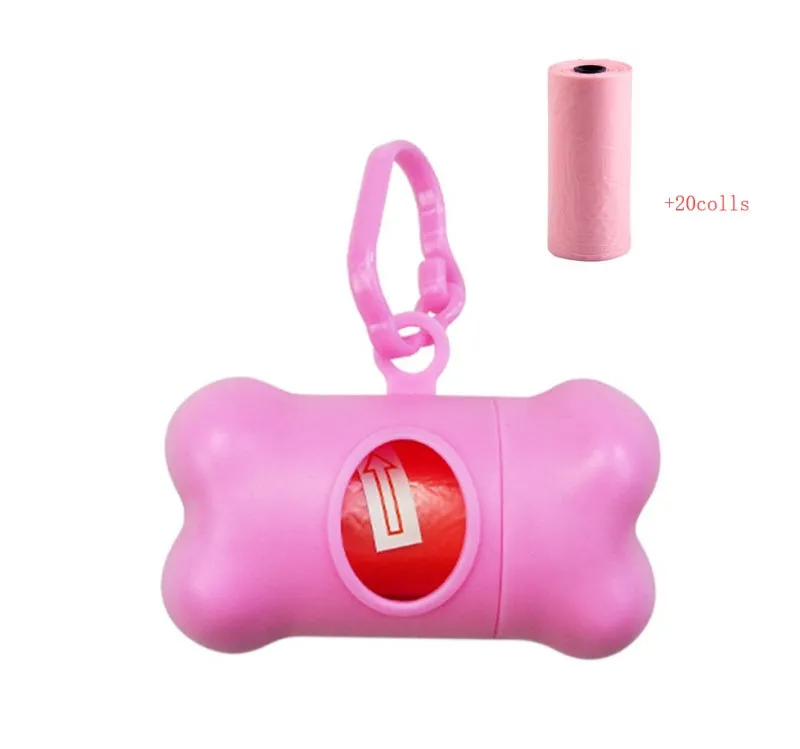 Bone-shaped pet garbage bag dispenser in new PP material, 8cm long and 5cm wide, on a table