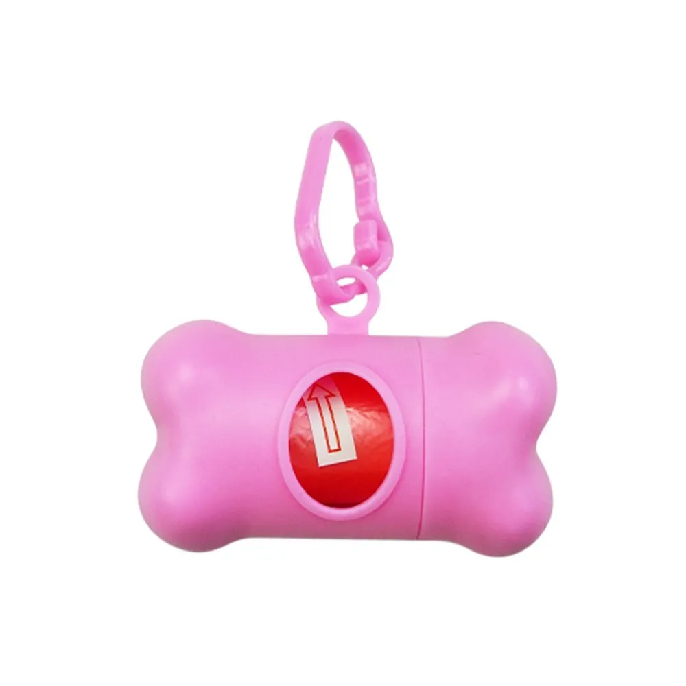 Bone-shaped pet garbage bag dispenser in new PP material, 8cm long and 5cm wide, on a table