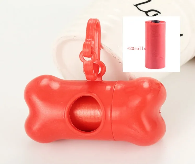 Bone-shaped pet garbage bag dispenser in new PP material, 8cm long and 5cm wide, on a table