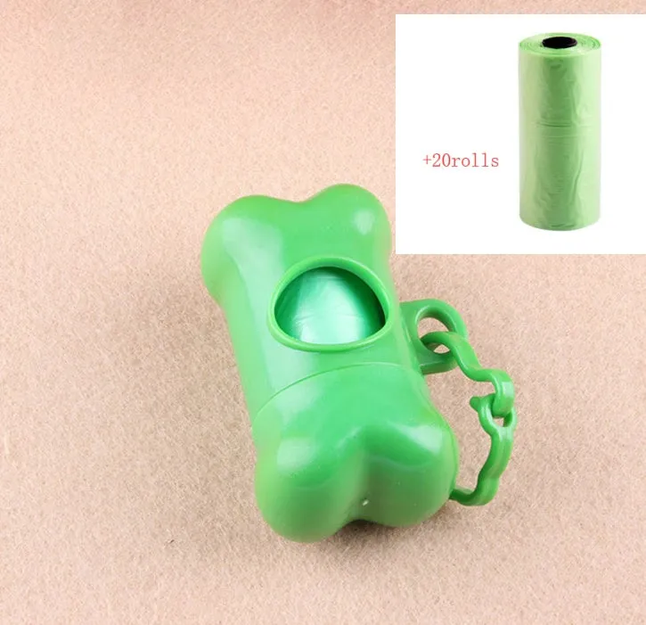 Bone-shaped pet garbage bag dispenser in new PP material, 8cm long and 5cm wide, on a table