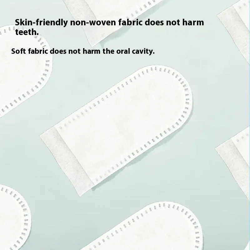 Pack of 50 white pet dental cleaning finger stalls made from non-woven fabric.