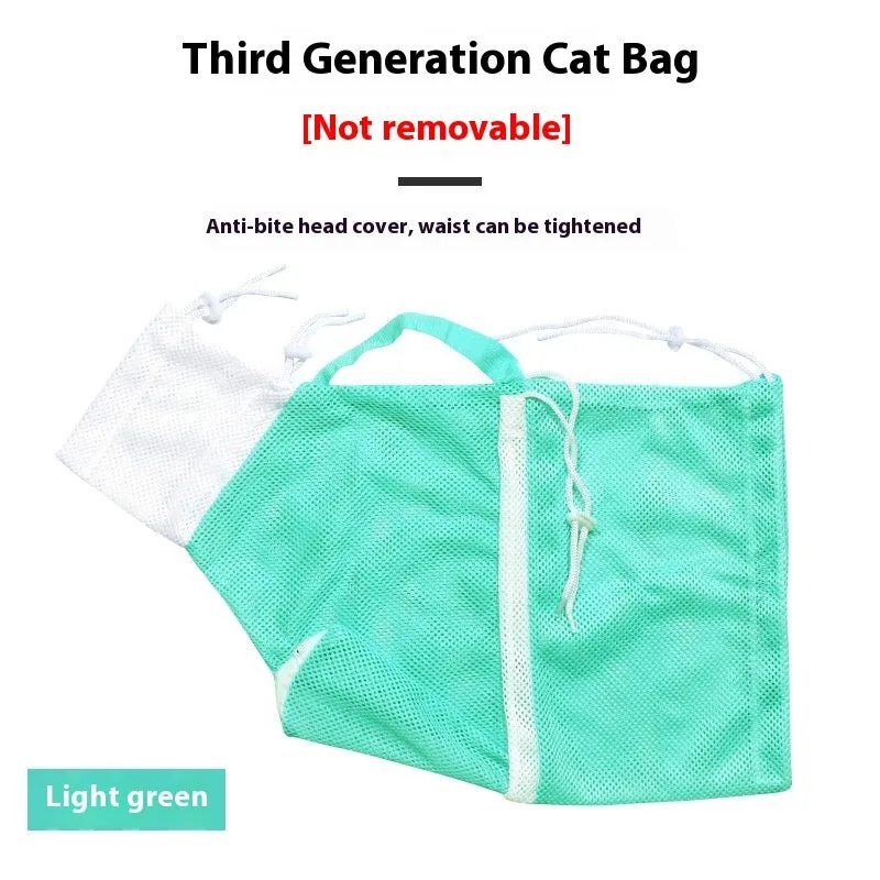 Fifth-generation cat grooming bag with detachable design in grey and white colour
