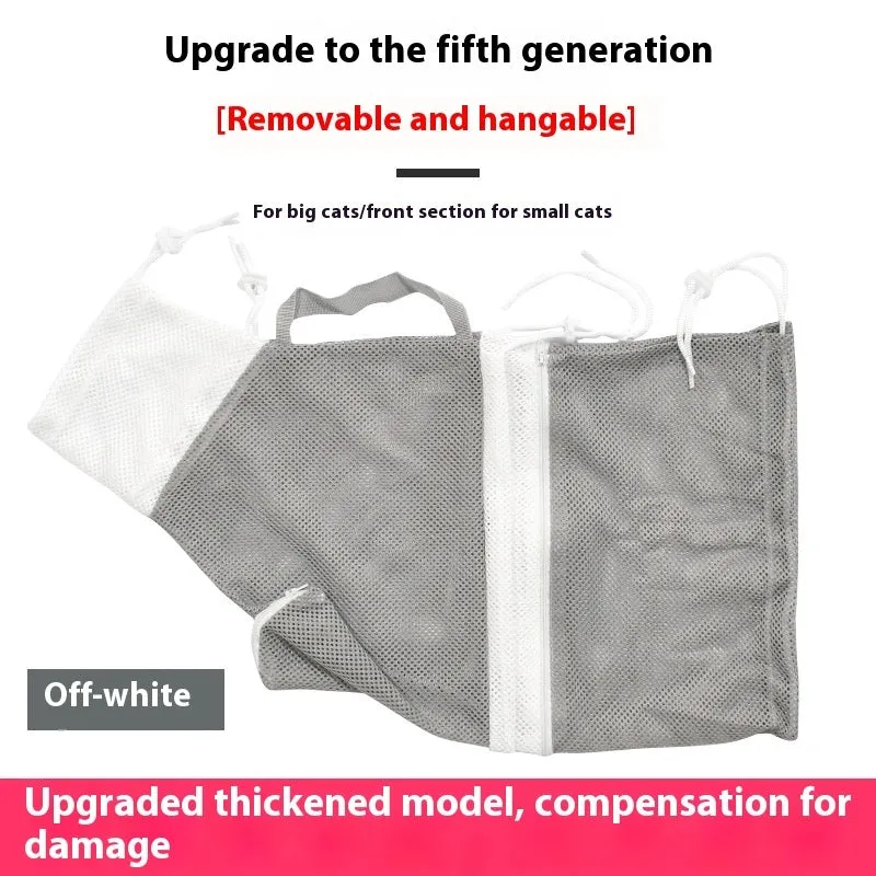 Fifth-generation cat grooming bag with detachable design in grey and white colour